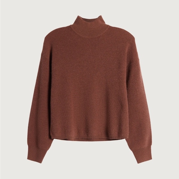 OAK + FORT Sweaters - Oak + Fort Mockneck Sweater in Coffee Bean, Size